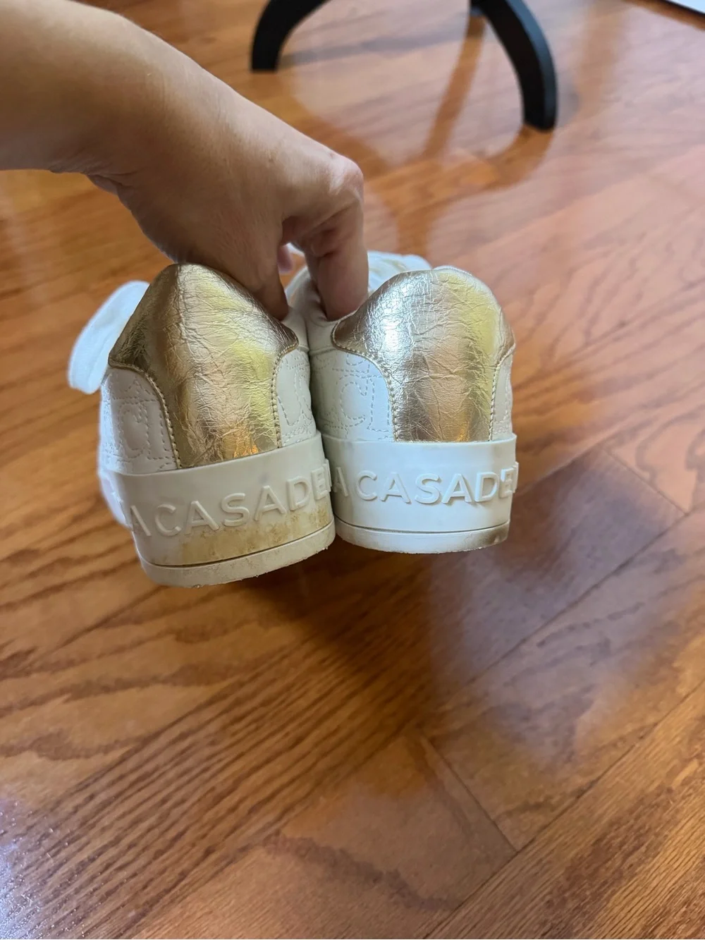 Lola Casademunt White Metallic Signature Sneakers